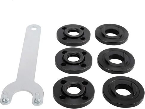 WerkWeit Grinder Angle Spanner Wrench Flange Nut Kit, 1PCS Angle Grinder Flange Wrench and 6PCS Flange Nuts, Compatible with Dewalt Bosch Black Decker Ryobi Makita(4.5" 5" 5/8-11) in Kuwait