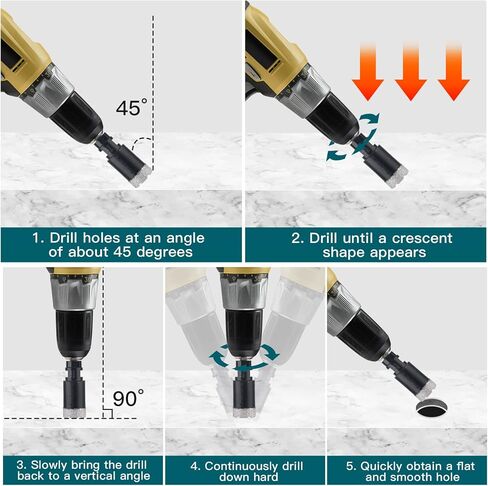لقمة مثقاب أساسية من الماس الجاف، منشار ثقب نحاسي فراغي مقاس 1-3/8 بوصة 35 مم للمواد الصلبة المصنوعة من الطوب والبورسلين والرخام، ومناشير ثقب بلاط الماس مع خيط 5/8-11 بالإضافة إلى محول ساق سداسي 3/8 in Kuwait