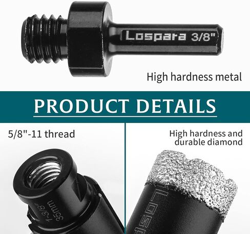 لقمة مثقاب أساسية من الماس الجاف، منشار ثقب نحاسي فراغي مقاس 1-3/8 بوصة 35 مم للمواد الصلبة المصنوعة من الطوب والبورسلين والرخام، ومناشير ثقب بلاط الماس مع خيط 5/8-11 بالإضافة إلى محول ساق سداسي 3/8 in Kuwait