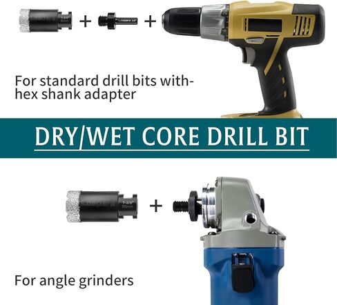لقمة مثقاب أساسية من الماس الجاف، منشار ثقب نحاسي فراغي مقاس 1-3/8 بوصة 35 مم للمواد الصلبة المصنوعة من الطوب والبورسلين والرخام، ومناشير ثقب بلاط الماس مع خيط 5/8-11 بالإضافة إلى محول ساق سداسي 3/8 in Kuwait