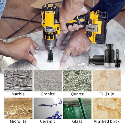 لقمة مثقاب أساسية من الماس الجاف، منشار ثقب نحاسي فراغي مقاس 1-3/8 بوصة 35 مم للمواد الصلبة المصنوعة من الطوب والبورسلين والرخام، ومناشير ثقب بلاط الماس مع خيط 5/8-11 بالإضافة إلى محول ساق سداسي 3/8 in Kuwait