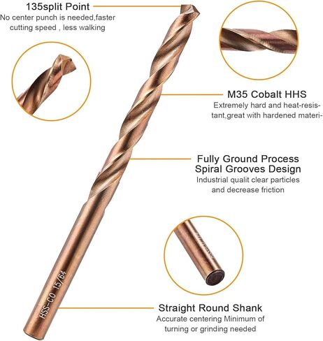 كوبالت حفر مجموعة M35 HSS 13-Pcs مجموعة جوبر حفر كيت ل الفولاذ المقاوم للصدأ، معدن صلب، حديد الزهر والخشب البلاستيك، 1/16"-1/4" in Kuwait