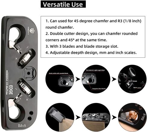 HONGDUI DJ11S Chamfer Plane Edge Plane Corner Plane Quick Edge Trimmer Chamfering Tool with 3 Carbide Insert for Woodworking in Saudi Arabia