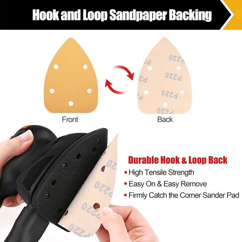 BOSHCRAFT 30 Pcs Mouse Sander Sandpaper, Mouse Detail Sandpaper Hook and Loop Sandpaper Sanding Pads for Wood Metal Mouse Detail Sander 60/80/120/220/320/400 Grit 5 in 5 Holes in Kuwait