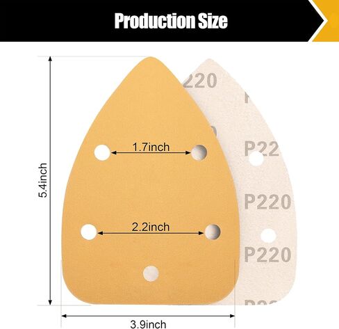 BOSHCRAFT 30 Pcs Mouse Sander Sandpaper, Mouse Detail Sandpaper Hook and Loop Sandpaper Sanding Pads for Wood Metal Mouse Detail Sander 60/80/120/220/320/400 Grit 5 in 5 Holes in Kuwait