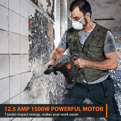 انجيندوت مثقاب مطرقي دوار اس دي اس-بلس 1-1/4 انش، 12.5 امبير 4350 لفة في الدقيقة 900 دورة في الدقيقة 4 اوضاع 7 جول شديد التحمل مع قابض امان - TRH01A in Kuwait