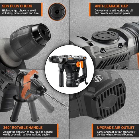 انجيندوت مثقاب مطرقي دوار اس دي اس-بلس 1-1/4 انش، 12.5 امبير 4350 لفة في الدقيقة 900 دورة في الدقيقة 4 اوضاع 7 جول شديد التحمل مع قابض امان - TRH01A in Kuwait