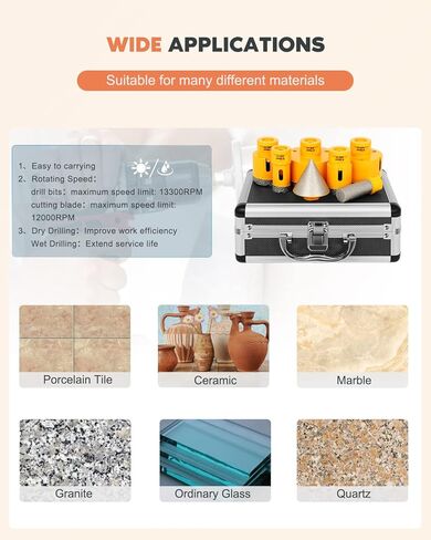 الماس بلاط لقمة ثقب مجموعة ثقب المنشار عدة 25/35/45/65/75 مللي متر الماس مثقاب 20 مللي متر إصبع مثقاب 50 مللي متر الميلا الشطب بت زاوية طاحونة الحفر ملموسة الزجاج السيراميك الجرانيت الرخام in Kuwait