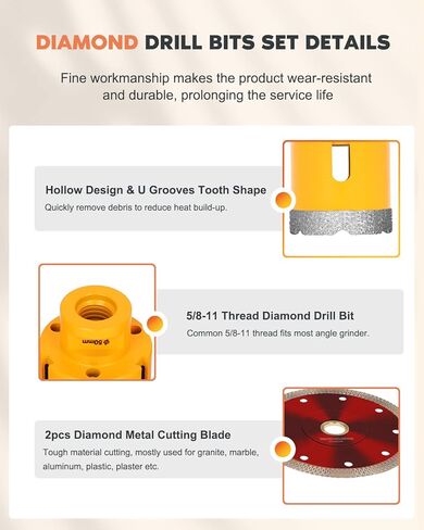 الماس بلاط لقمة ثقب مجموعة ثقب المنشار عدة 25/35/45/65/75 مللي متر الماس مثقاب 20 مللي متر إصبع مثقاب 50 مللي متر الميلا الشطب بت زاوية طاحونة الحفر ملموسة الزجاج السيراميك الجرانيت الرخام in Kuwait