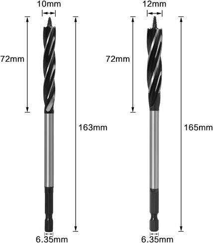 WSOOX Brad Point Wood Drill Bit Set 8PCS Four Spiral Flutes Drill Bit by 1/4" Hex Shank for Quick Chip Removing and Fast Drilling(Drilling Diameter:10mm,12mm,14mm,16mm,18mm,20mm,22mm,25mm) in Saudi Arabia