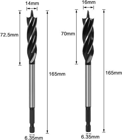 WSOOX Brad Point Wood Drill Bit Set 8PCS Four Spiral Flutes Drill Bit by 1/4" Hex Shank for Quick Chip Removing and Fast Drilling(Drilling Diameter:10mm,12mm,14mm,16mm,18mm,20mm,22mm,25mm) in Saudi Arabia