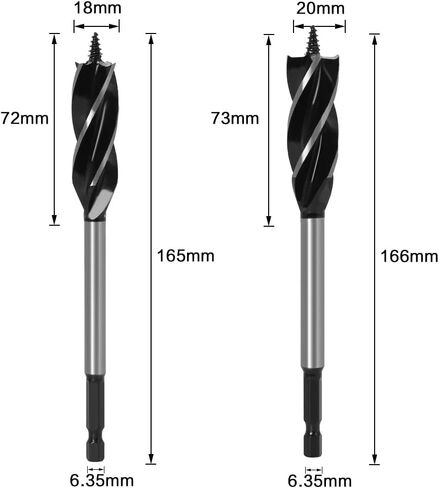 WSOOX Brad Point Wood Drill Bit Set 8PCS Four Spiral Flutes Drill Bit by 1/4" Hex Shank for Quick Chip Removing and Fast Drilling(Drilling Diameter:10mm,12mm,14mm,16mm,18mm,20mm,22mm,25mm) in Saudi Arabia
