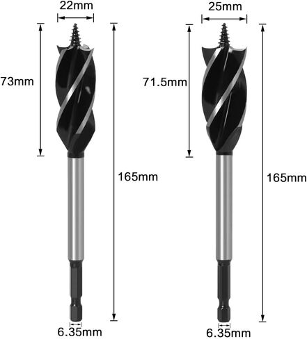 WSOOX Brad Point Wood Drill Bit Set 8PCS Four Spiral Flutes Drill Bit by 1/4" Hex Shank for Quick Chip Removing and Fast Drilling(Drilling Diameter:10mm,12mm,14mm,16mm,18mm,20mm,22mm,25mm) in Saudi Arabia
