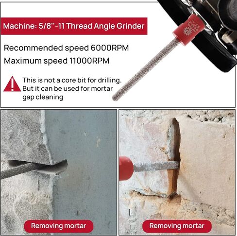 FOCSTOL Diamond Mortar Raking Bit - 5/16''x4''(8x100mm) Diamond Mortar Router for Mortar Raking Tuck Pointing Masonry Stone Brick Removal 5/8''-11 Thread in Saudi Arabia