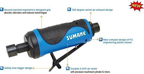 1/4" Straight Air Die Grinder, High Power Motor 0.5 HP, (Sumake ST-DG1002L-S) in Saudi Arabia