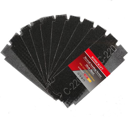 BOSHCRAFT 25 Pcs Sanding Screen Mesh Sheets, 5 Each of 80/100/150/180/220 Grit Drywall Sandpaper Assortment, Wet or Dry Sanding Mesh for Wood Metal Auto Hand Sander & Pole Sander, 4-3/16" x 11" in Saudi Arabia