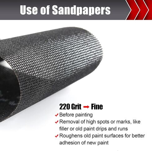 BOSHCRAFT 25 Pcs Sanding Screen Mesh Sheets, 5 Each of 80/100/150/180/220 Grit Drywall Sandpaper Assortment, Wet or Dry Sanding Mesh for Wood Metal Auto Hand Sander & Pole Sander, 4-3/16" x 11" in Saudi Arabia
