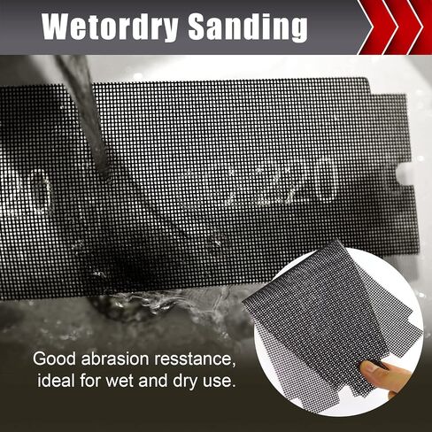 BOSHCRAFT 25 Pcs Sanding Screen Mesh Sheets, 5 Each of 80/100/150/180/220 Grit Drywall Sandpaper Assortment, Wet or Dry Sanding Mesh for Wood Metal Auto Hand Sander & Pole Sander, 4-3/16" x 11" in Saudi Arabia