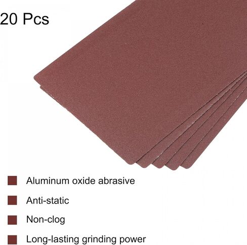 uxcell 20 Pcs 40 Grit Sandpapers 9" x 3.7" Aluminum Oxide Sanding Sheets Hand Sander Papers for Wood Furniture Finishing in Kuwait