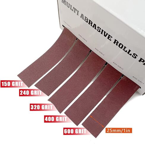 LYFJXX Emery Cloth Roll, 5 Grits Abrasive Sand Paper Set, 150 240 320 400 600 Grit Sandpaper Rolls for Wood Metal Polishing with Dispenser, Each Roll (6M) in Saudi Arabia