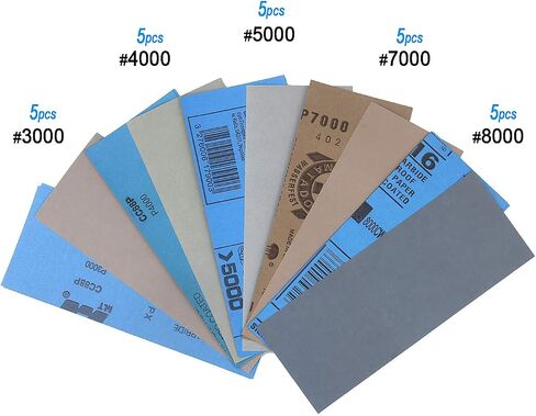 9x3.6 inch 18 Sheets Sandpaper, Wet or Dry 5000-15000 Grit 6 Assortment Sand Paper, Extra Fine Precision Abrasive Pads for Automotive Sanding, Wood Turing Finishing, Metal Furniture Polishing in Saudi Arabia