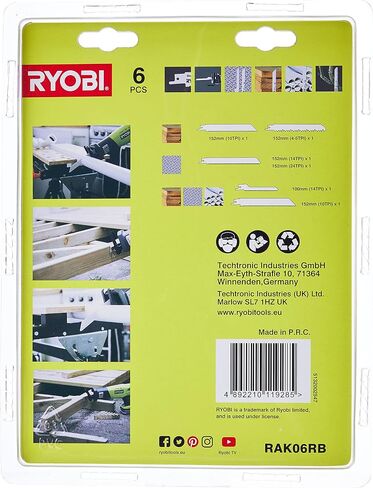 Ryobi RAK06RB Reciprocating Saw Blade Set, 6 Piece in Saudi Arabia