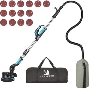 AYA-TECH Drywall Sander, 750W 6.5A Electric Drywall Sander with Vacuum Telescopic Foldable Pole Sender with 14 Pcs Sanding Discs, 7 Variable Speed Led Light Ceiling Sander Excellent Dust Removal (1) in Kuwait