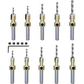 مجموعة رؤوس مثقاب غاطسة CSOOM Pro مكونة من 12 قطعة رؤوس حفر غاطسة #4، 6، 8، 9,10، 12، (قطران للقطع) مجموعة ثقالة عداد خشب فولاذ عالي السرعة، مخرطة النجارة الخشبية in Kuwait