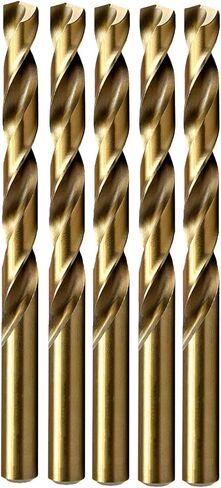 MAXTOOL 1/4 بوصة 5 قطع مثاقب بطول Jobber متطابقة HSS M35 لقم ثقب تويست 5% كوبالت مثاقب ساق مستقيمة ذهبية مطحونة بالكامل؛ JBF35G10R16P5 in Saudi Arabia