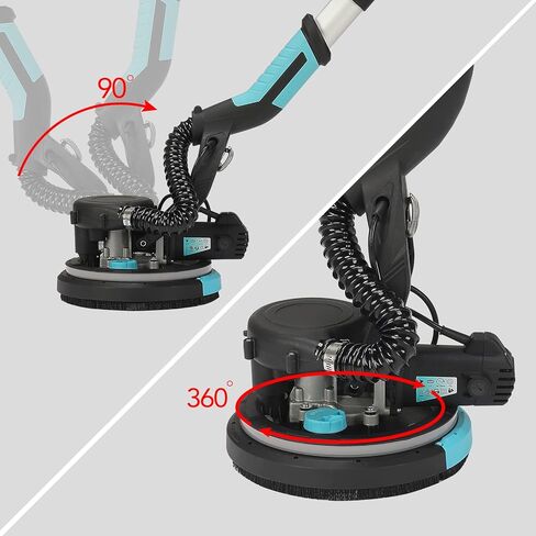 AYA-TECH Drywall Sander, 750W 6.5A Electric Drywall Sander with Vacuum Telescopic Foldable Pole Sender with 14 Pcs Sanding Discs, 7 Variable Speed Led Light Ceiling Sander Excellent Dust Removal (1) in Kuwait