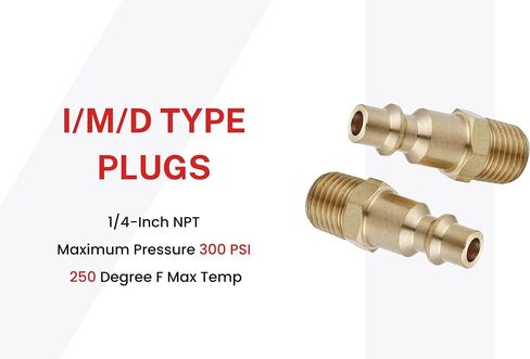 تركيبات خرطوم الهواء من T TANYA HARDWARE وتركيبات الهواء سريعة التوصيل، قابس مقرنة هواء ذكر نحاسي NPT مقاس 1/4 بوصة (20 قطعة) من النوع الصناعي D، تجهيزات ضاغط الهواء in Kuwait