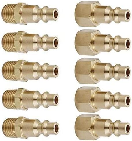 تركيبات خرطوم الهواء من T TANYA HARDWARE وتركيبات الهواء سريعة التوصيل، قابس مقرنة هواء ذكر نحاسي NPT مقاس 1/4 بوصة (20 قطعة) من النوع الصناعي D، تجهيزات ضاغط الهواء in Kuwait