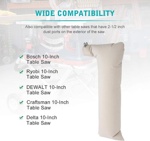 LANMU Table Saw Dust Collector Bag Compatible with Bosch/Dewalt/Ryobi/Craftsman/RIGID/Delta/Porter Cable/Makita/Metabo/Kobalt/Skilsaw 10" Tablesaws with 2.5" Dust Port in Saudi Arabia