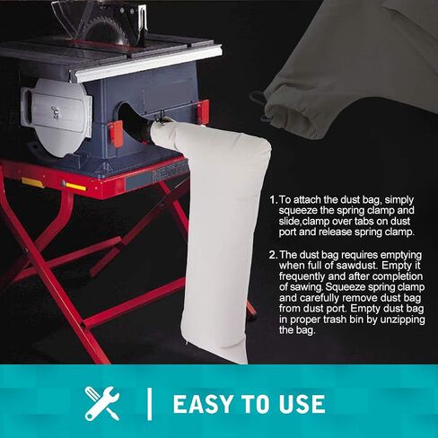 LANMU Table Saw Dust Collector Bag Compatible with Bosch/Dewalt/Ryobi/Craftsman/RIGID/Delta/Porter Cable/Makita/Metabo/Kobalt/Skilsaw 10" Tablesaws with 2.5" Dust Port in Saudi Arabia