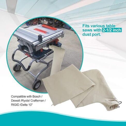 LANMU Table Saw Dust Collector Bag Compatible with Bosch/Dewalt/Ryobi/Craftsman/RIGID/Delta/Porter Cable/Makita/Metabo/Kobalt/Skilsaw 10" Tablesaws with 2.5" Dust Port in Saudi Arabia