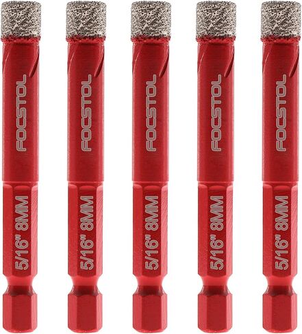 Dry Diamond Drill Bit Set - 10pcs Diamond Hole Saw Kit & Carbide Drill with Quick Change Hex Shank for Porcelain Tile Ceramic Marble Granite Quartz (6mm*2+8mm*2+10mm*2+12mm*2+6mm*2) in Saudi Arabia