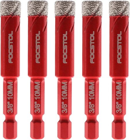 Dry Diamond Drill Bit Set - 10pcs Diamond Hole Saw Kit & Carbide Drill with Quick Change Hex Shank for Porcelain Tile Ceramic Marble Granite Quartz (6mm*2+8mm*2+10mm*2+12mm*2+6mm*2) in Saudi Arabia