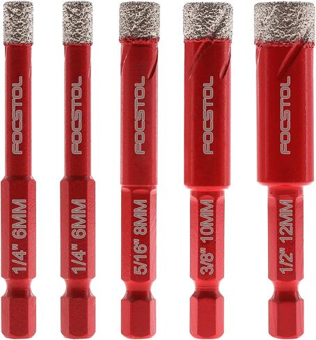 Dry Diamond Drill Bit Set - 10pcs Diamond Hole Saw Kit & Carbide Drill with Quick Change Hex Shank for Porcelain Tile Ceramic Marble Granite Quartz (6mm*2+8mm*2+10mm*2+12mm*2+6mm*2) in Saudi Arabia
