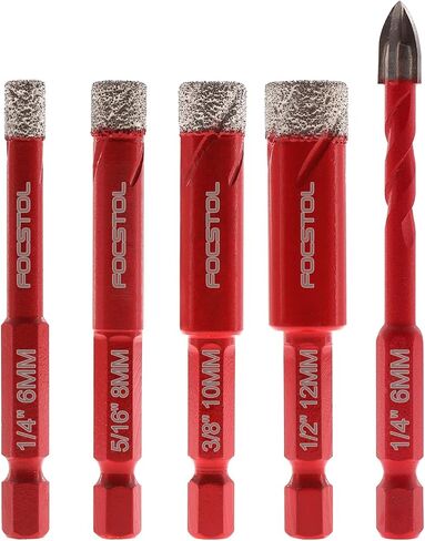 Dry Diamond Drill Bit Set - 10pcs Diamond Hole Saw Kit & Carbide Drill with Quick Change Hex Shank for Porcelain Tile Ceramic Marble Granite Quartz (6mm*2+8mm*2+10mm*2+12mm*2+6mm*2) in Saudi Arabia