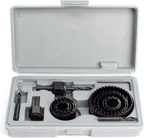 طقم منشار ثقب من CUTTEX TOOLS، مجموعة كاملة من 15 قطعة من منشار ثقب، 3/4 بوصة إلى 2-1/2 بوصة (9 مناشير ثقب + جميع الملحقات + لقمة ثقب إضافية)، مادة فولاذ كربوني ممتازة A3 in Kuwait