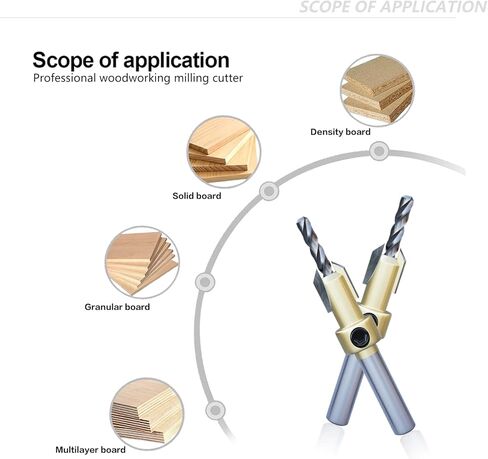 مجموعة رؤوس مثقاب غاطسة CSOOM Pro مكونة من 12 قطعة رؤوس حفر غاطسة #4، 6، 8، 9,10، 12، (قطران للقطع) مجموعة ثقالة عداد خشب فولاذ عالي السرعة، مخرطة النجارة الخشبية in Kuwait
