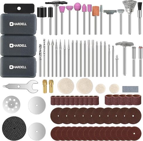 HARDELL Rotary Tool Accessories Kit 92PCS, Portable Mini Power Rotary Tool Accessories Set with Case, 1/8"(3.2mm) Diameter Shanks, Universal Fitment for Easy Drilling Sawing Sanding Grinding Polishing in Saudi Arabia