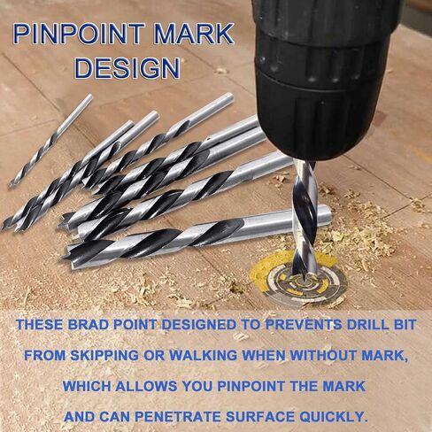 Brad Point Drill Bits - 8 Pcs 3-10mm Spur Point Spiral Twist Wood Metric Drill Bits with Durable Case Wood Working Tool for Hardwood or Softwood (Black) in Saudi Arabia