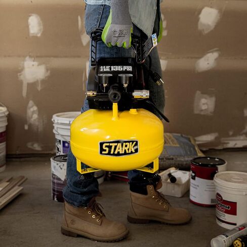 ضاغط هواء كهربائي بدون زيت من ستارك سعة 3 جالون ومسامير براد مقاس 18 مع خرطوم هواء، 135 رطل لكل بوصة مربعة (مجموعة كومبو) in Kuwait