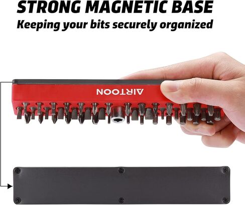 AIRTOON 2PCS 1/4" Magnetic Hex Bit Holder, 43 Holes Bit Storage with Strong Magnetic Base, Magnetic Screwdriver Bit Organizer, Red and Blue in Kuwait