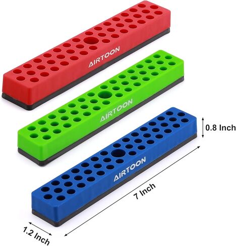 AIRTOON 2PCS 1/4" Magnetic Hex Bit Holder, 43 Holes Bit Storage with Strong Magnetic Base, Magnetic Screwdriver Bit Organizer, Red and Blue in Kuwait