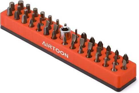 AIRTOON 2PCS 1/4" Magnetic Hex Bit Holder, 43 Holes Bit Storage with Strong Magnetic Base, Magnetic Screwdriver Bit Organizer, Red and Blue in Saudi Arabia