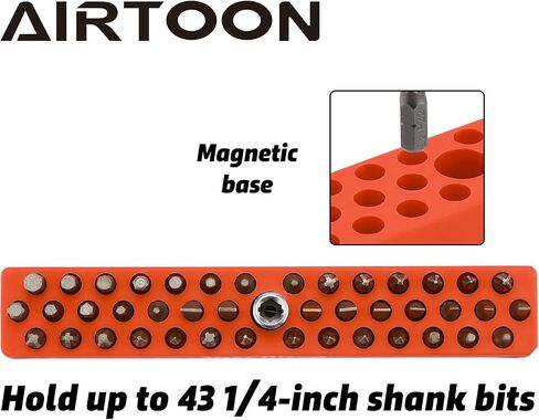 AIRTOON 2PCS 1/4" Magnetic Hex Bit Holder, 43 Holes Bit Storage with Strong Magnetic Base, Magnetic Screwdriver Bit Organizer, Red and Blue in Saudi Arabia