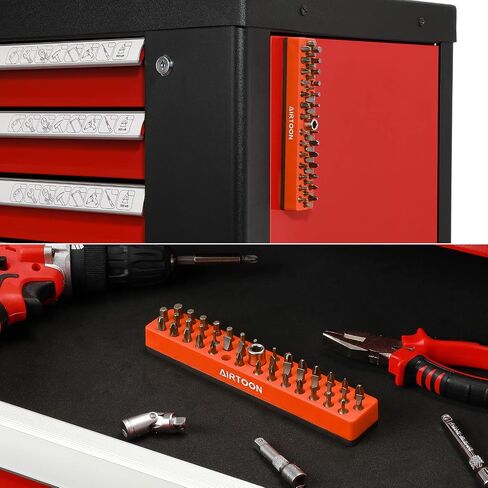 AIRTOON 2PCS 1/4" Magnetic Hex Bit Holder, 43 Holes Bit Storage with Strong Magnetic Base, Magnetic Screwdriver Bit Organizer, Red and Blue in Saudi Arabia