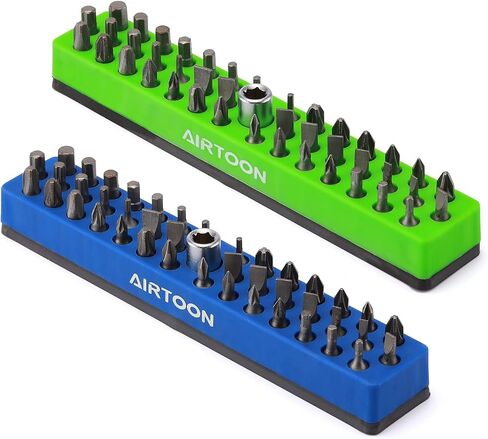 AIRTOON 2PCS 1/4" Magnetic Hex Bit Holder, 43 Holes Bit Storage with Strong Magnetic Base, Magnetic Screwdriver Bit Organizer, Red and Blue in Saudi Arabia